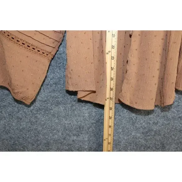 Torrid Chiffon Peasant 3/4 Sleeve Women's 2X Raglan Blouse Tobacco Brown Boho - Picture 4 of 14